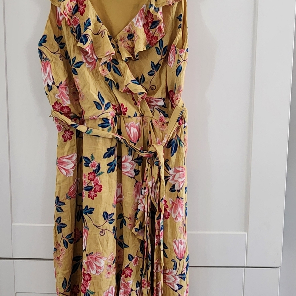 Fake wrap dress, a line neck with snap size 10